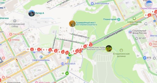 В микрорайоне Разгуляй около Северной дамбы встали трамваи