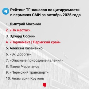 Телеграм-каналы краевого парламента в топ-5 регионального рейтинга цитируемости