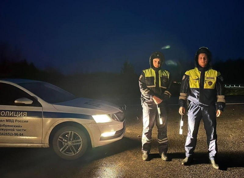 В Добрянке сотрудники Госавтоинспекции помогли водителю справиться с последствиями ДТП