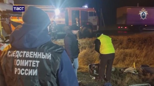 Кадры с места ДТП в Пермском крае, где автобус столкнулся с грузовиком