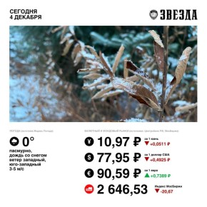 Доброе утро, Пермь!. Сегодняшний день вновь обещает быть тёплым для декабря, однако без осадков не обойдётся — ожидаются дожди со снегом