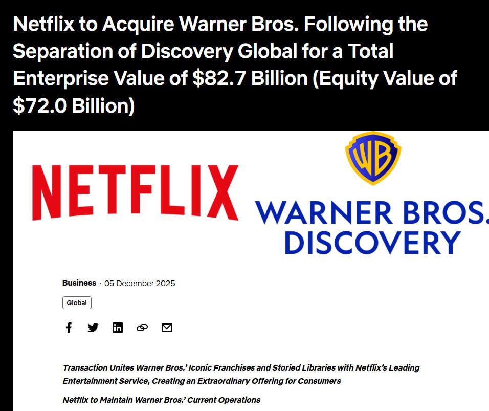 Netflix покупает Warner Bros