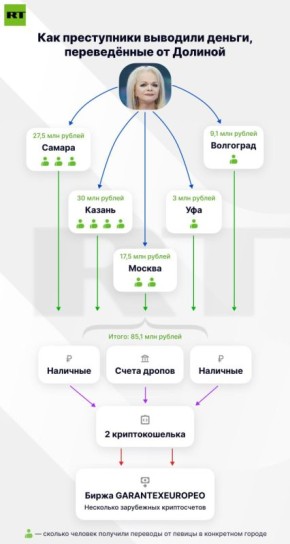 Источник RT: один из дропперов по делу Долиной, обналичивая украденное, врал, что это деньги погибшего на СВО отчима