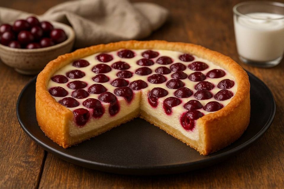 Вкус лета в каждом кусочке: пирог с творогом и вишней