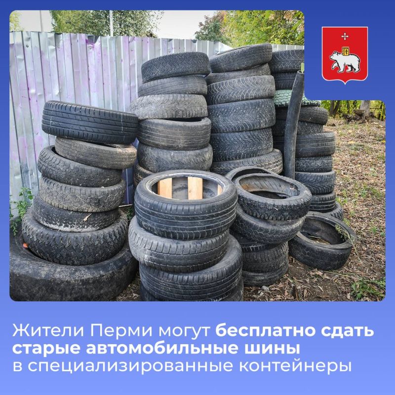 Жители Перми могут бесплатно сдать старые автомобильные шины в специализированные контейнеры