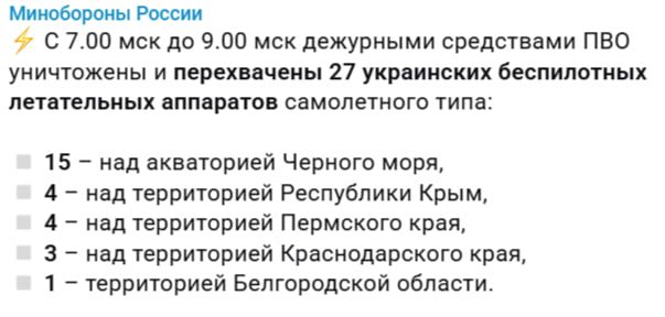 4 украинских БПЛА сбили над Пермским краем, сообщает Минобороны РФ