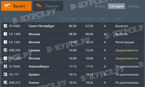 Массовые задержки рейсов в «Большом Савино» на прилет и вылет