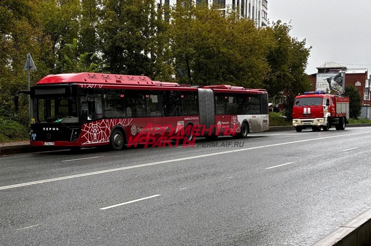В Перми на Южной дамбе во время движения загорелся автобус № 14 В Перми на Южной дамбе во время движения загорелся автобус № 14