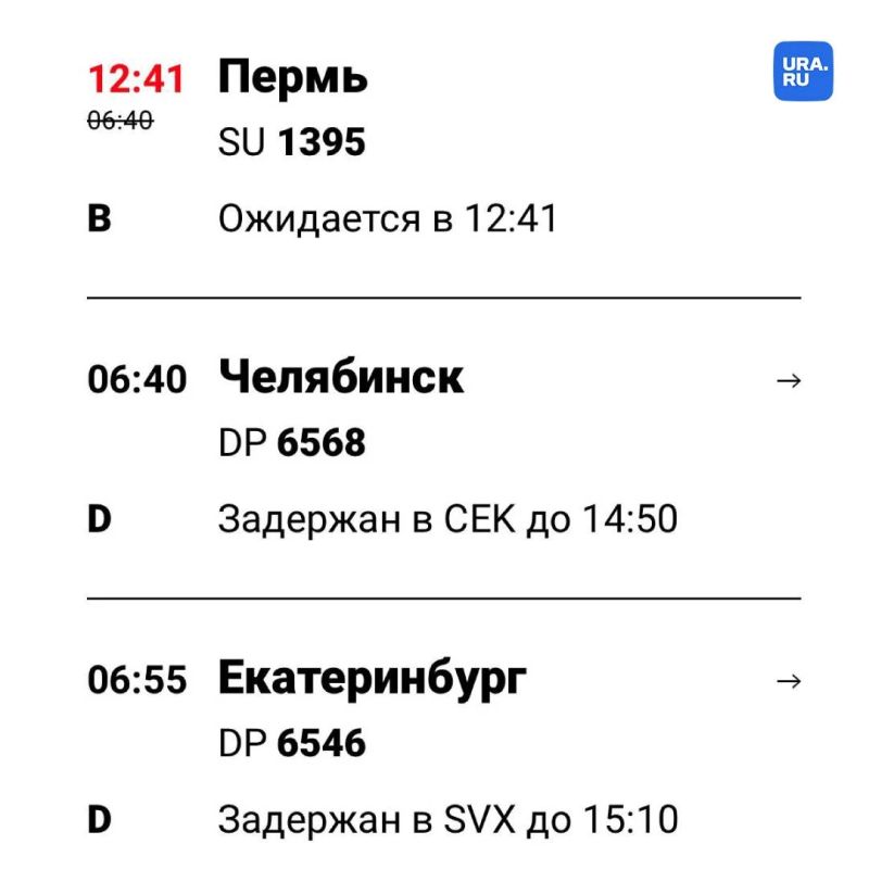 Уральцы не могут улететь в Москву из-за массовой задержки рейсов