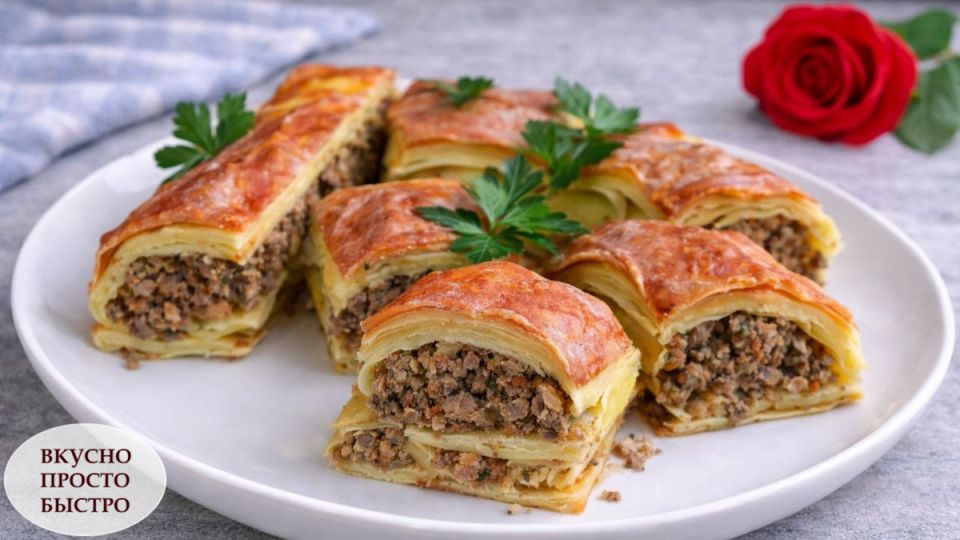 Необычный блинный пирог с печенью и морковью, запеченный под сметанным соусом